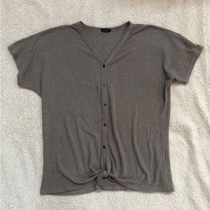 Miholl taupe button down top